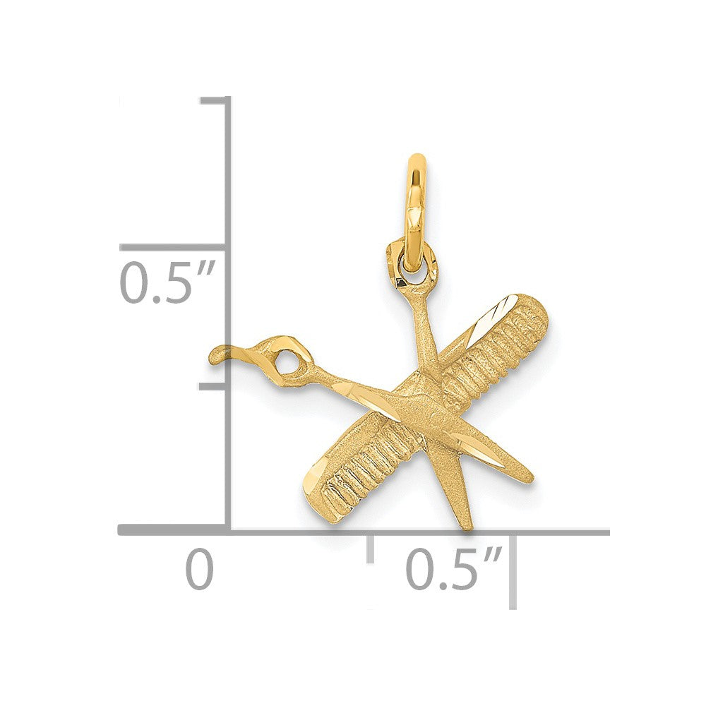 Satin Diamond-cut Comb and Scissors Charm - WBC