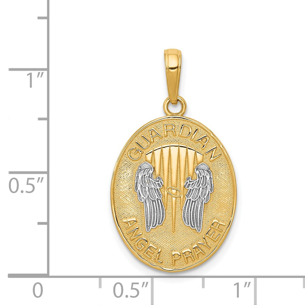 and Rhodium Reversible GUARDIAN ANGEL PRAYER Pendant - WBC
