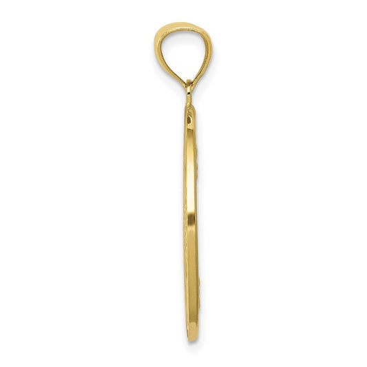 14K Gold Aerie Polished Doves in Circle Pendant, 24mm