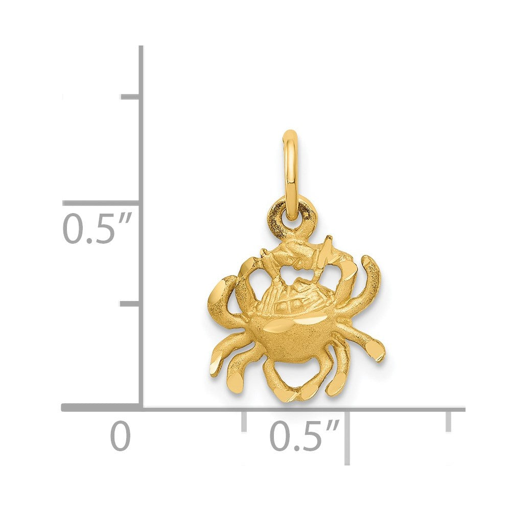 14K Gold Satin Diamond-cut Cancer Zodiac Charm