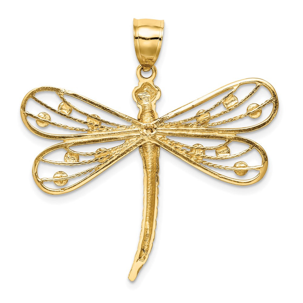 Hover 14K Gold Diamond-cut Dragonfly Pendant, Rhodium-Plated
