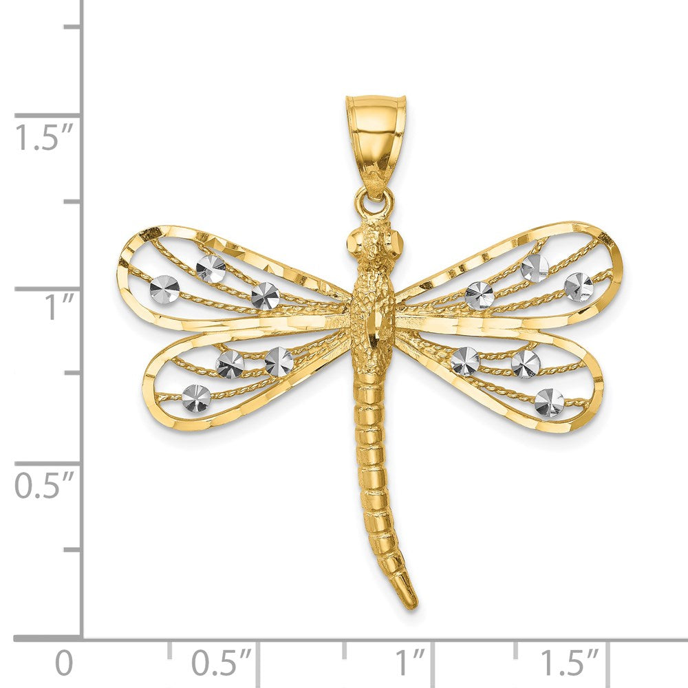 and Rhodium Diamond-cut Dragonfly Pendant - WBC