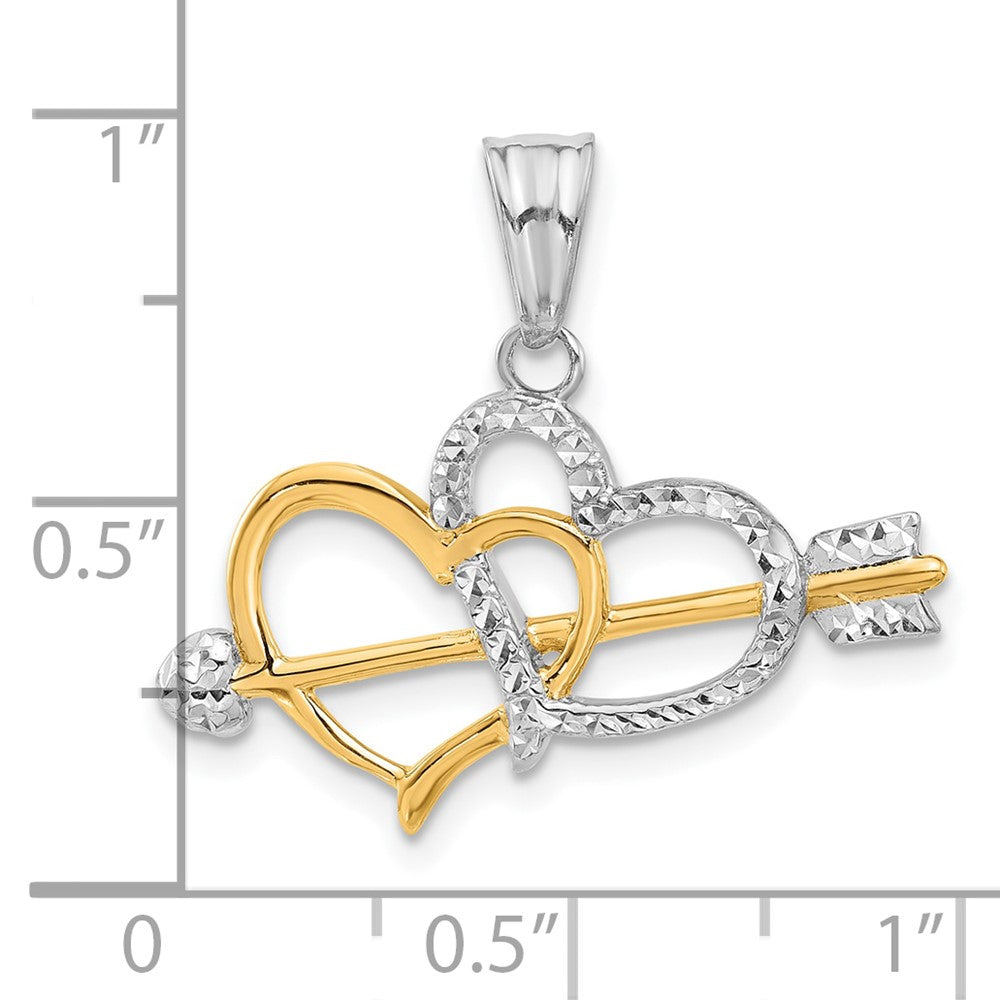 with Rhodium Diamond-cut Hearts and Arrow Pendant - WBC