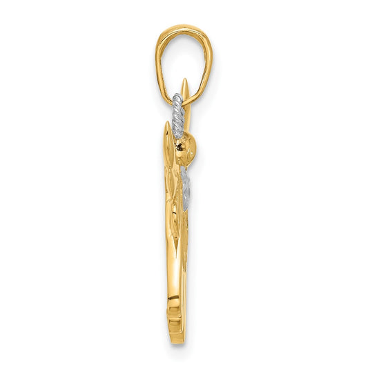 and Rhodium Diamond-cut Angel Pendant - WBC