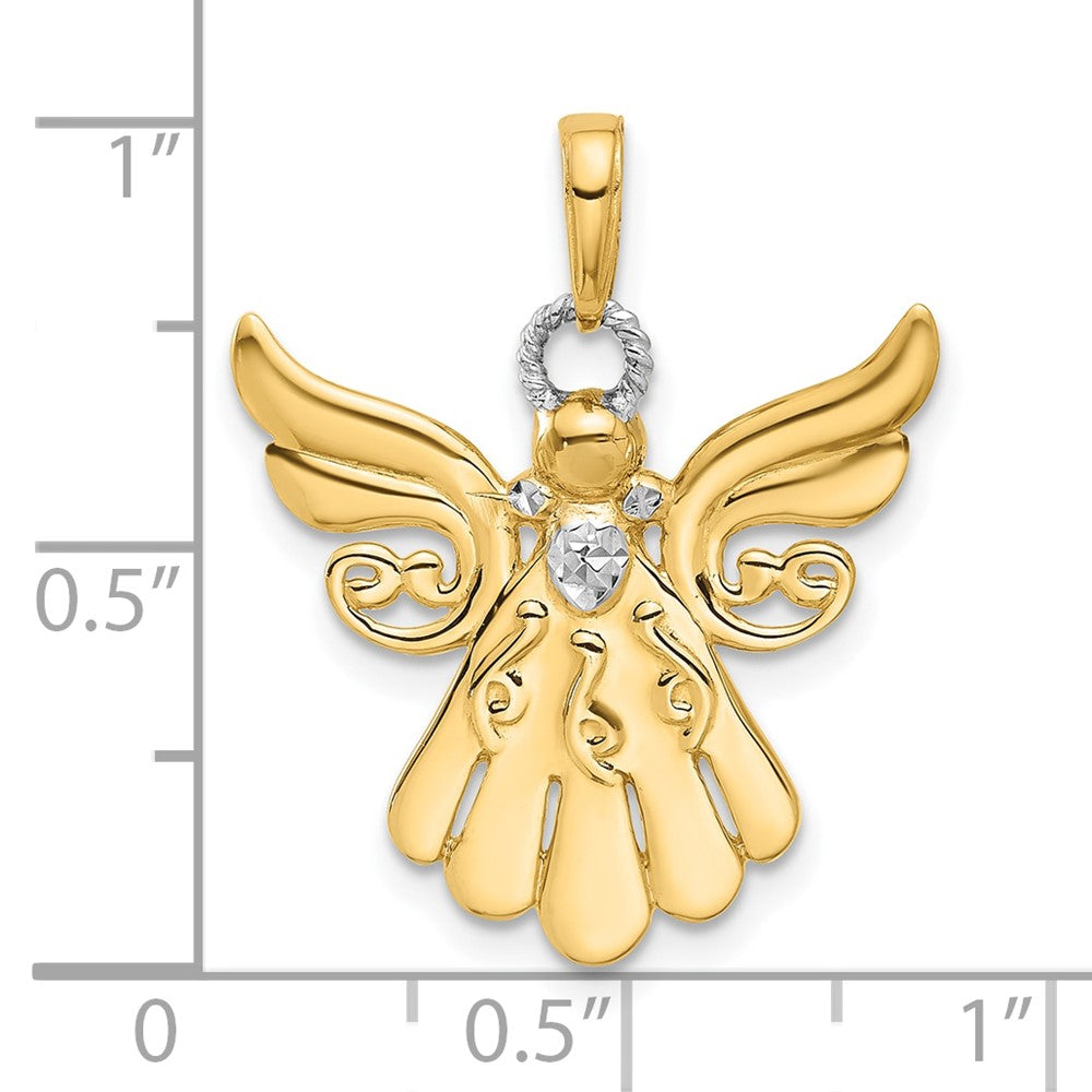 and Rhodium Diamond-cut Angel Pendant - WBC