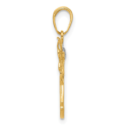 and Rhodium Cut-out Diamond-cut Angel Pendant - WBC