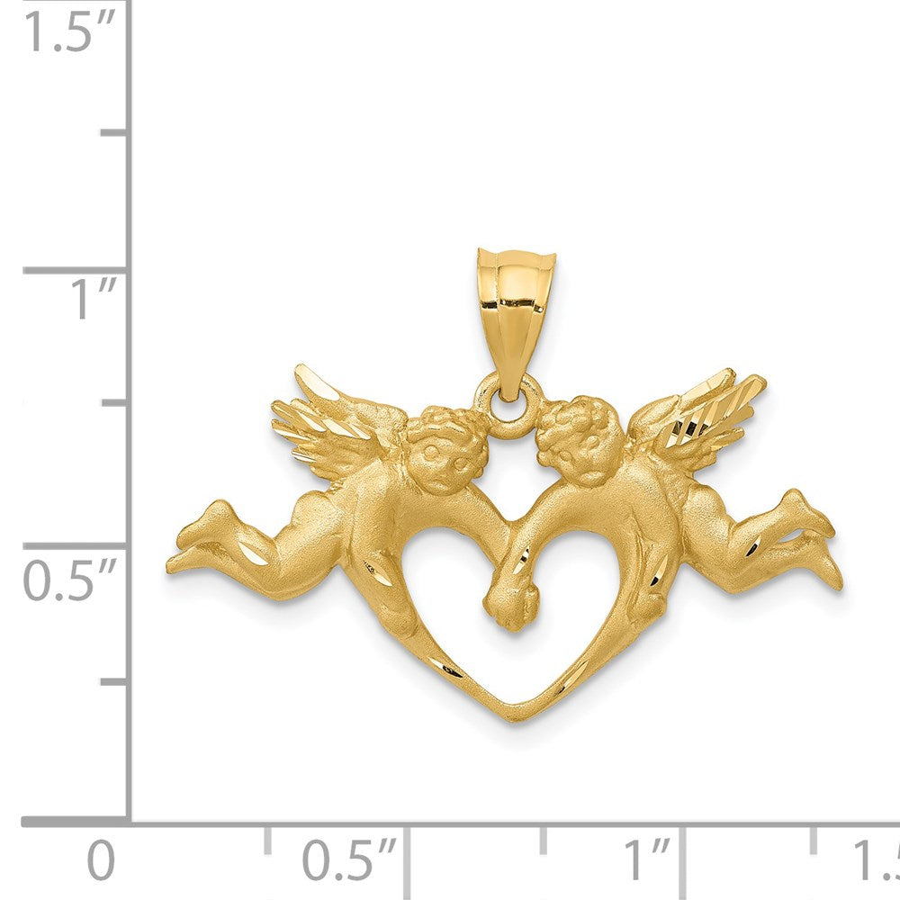 Satin Diamond-cut Angels with Heart Pendant - WBC