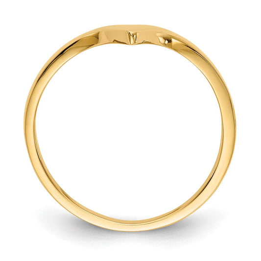 14K Gold Polished Chevron Ring, 2mm