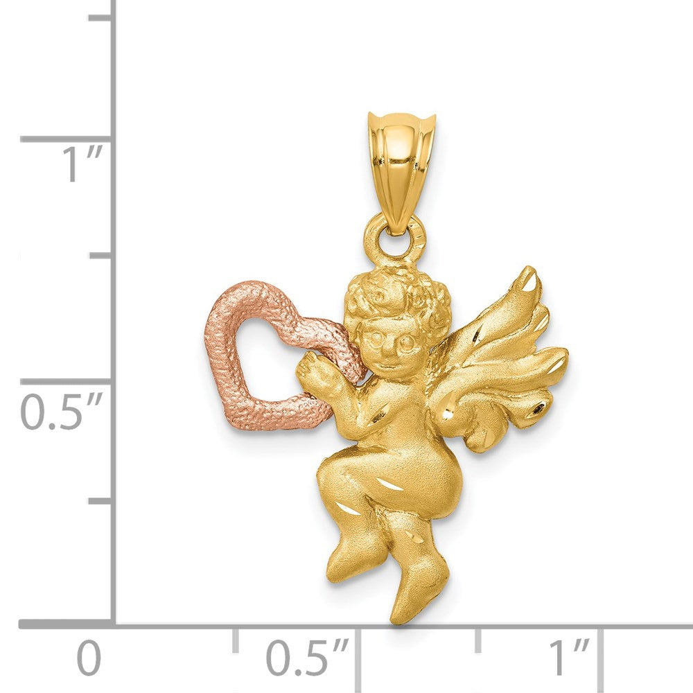 Two-tone Satin Diamond-cut Angel Charm - WBC