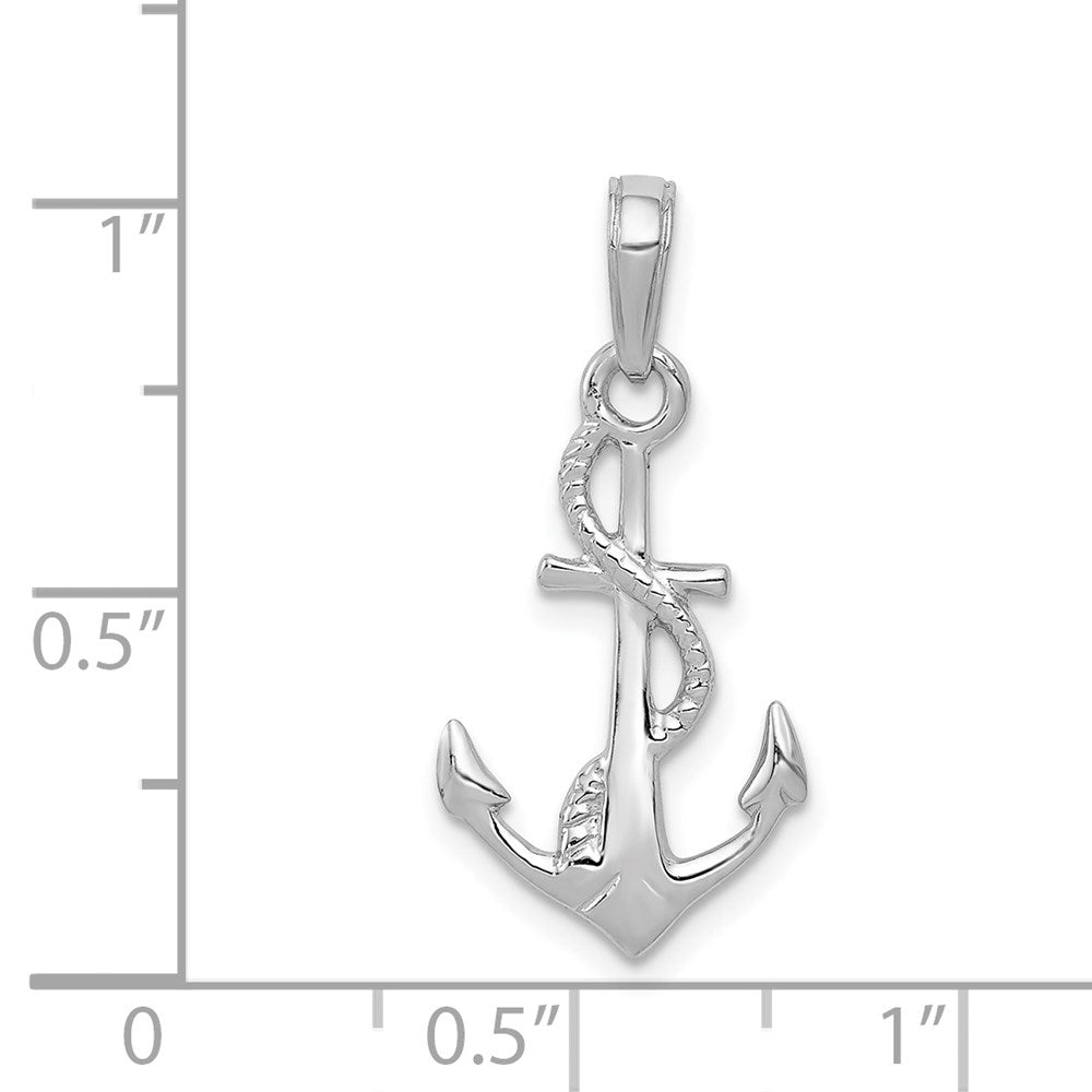 Solid Polished 3-D Anchor with Rope Pendant - WBC