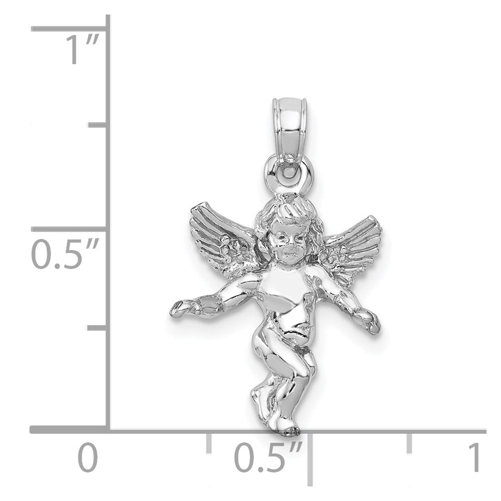 3-D Polished Solid Angel Pendant - WBC