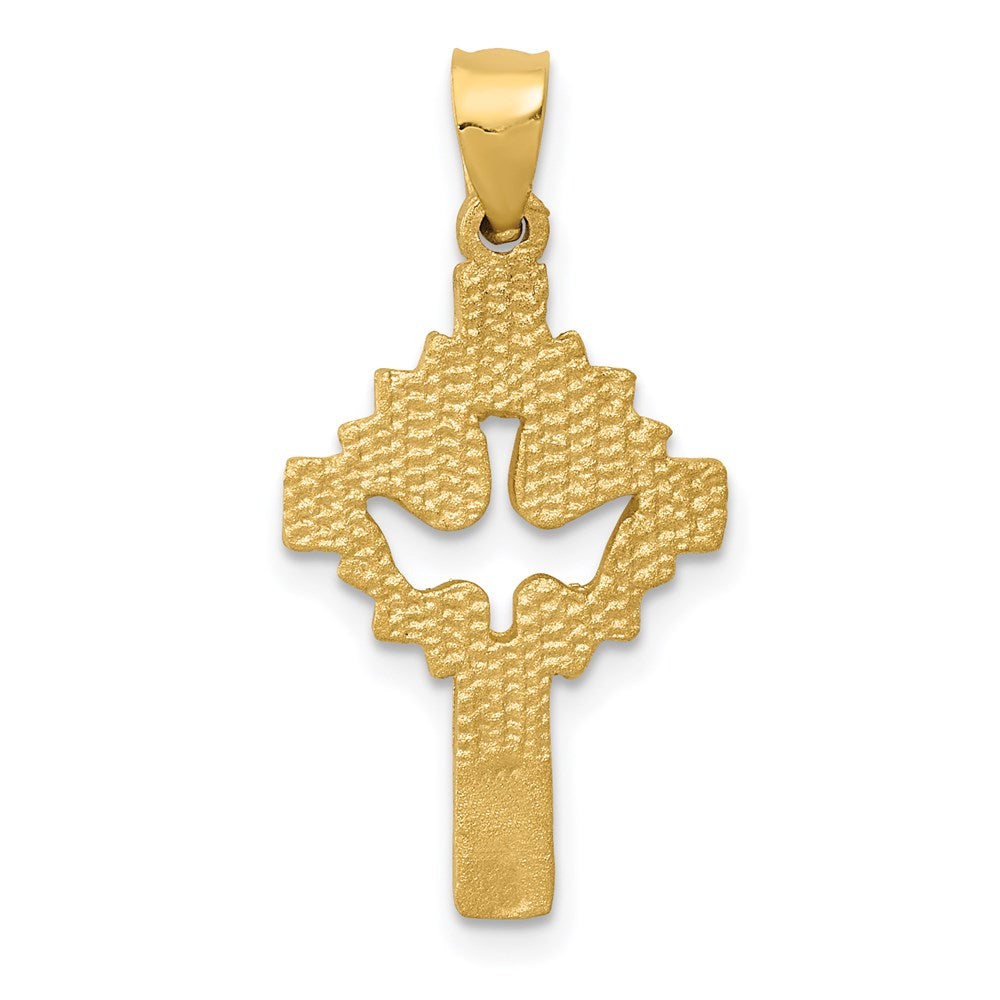 Satin Diamond-cut Dove Cross Charm - WBC