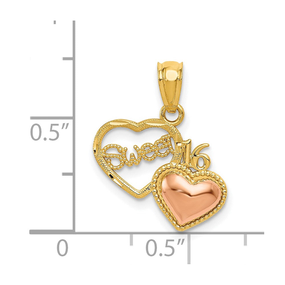 Two-tone SWEET 16 Heart Pendant - WBC