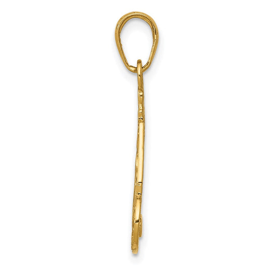 14K Gold Slice of Cake with Candle Happy Birthday Pendant, 14mm