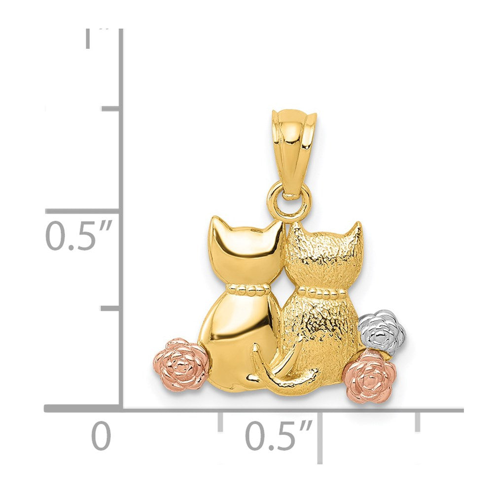 Two-tone with Rhodium Two Cats Pendant - WBC