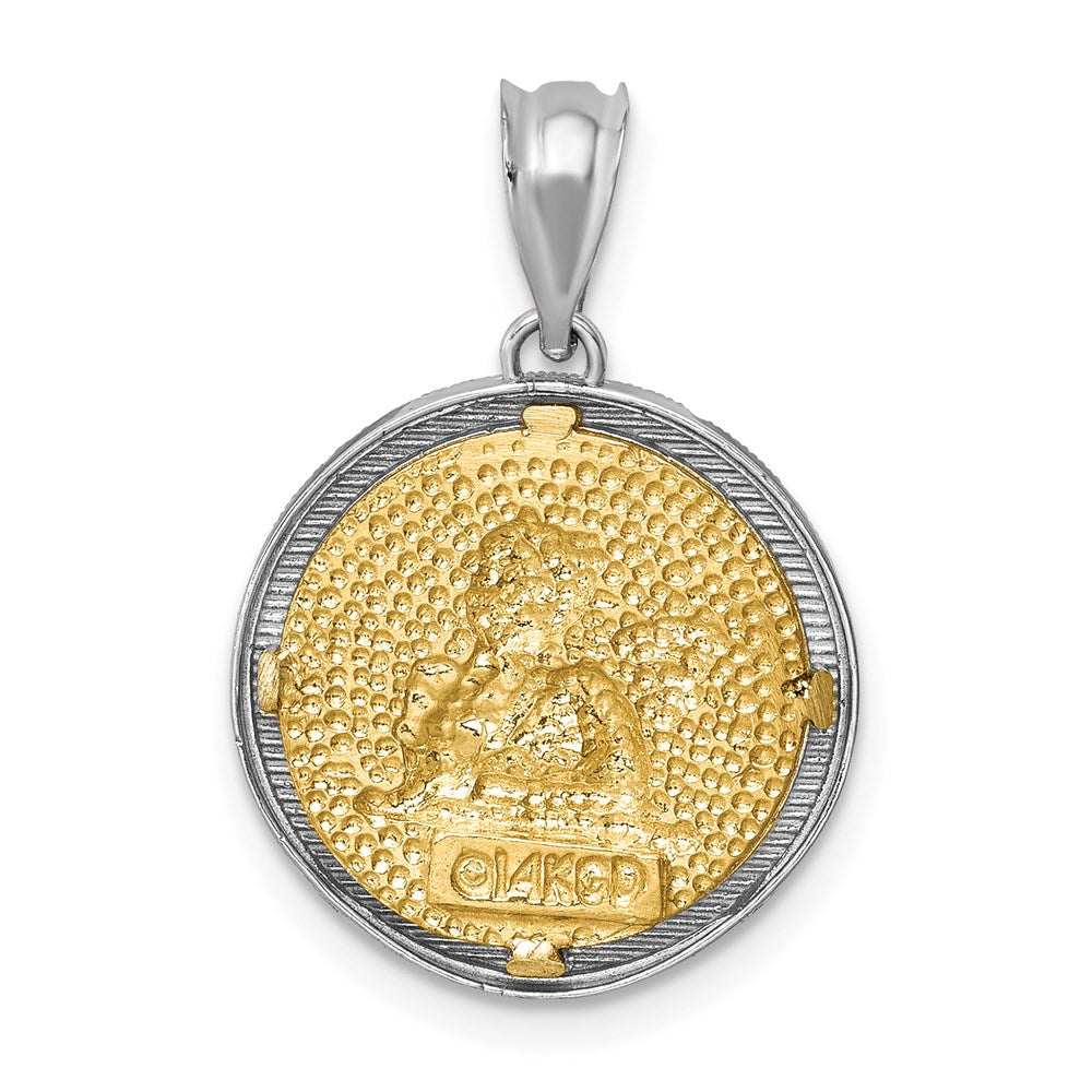 Two-tone Polished and Diamond-cut Bezel Angel Round Pendant - WBC