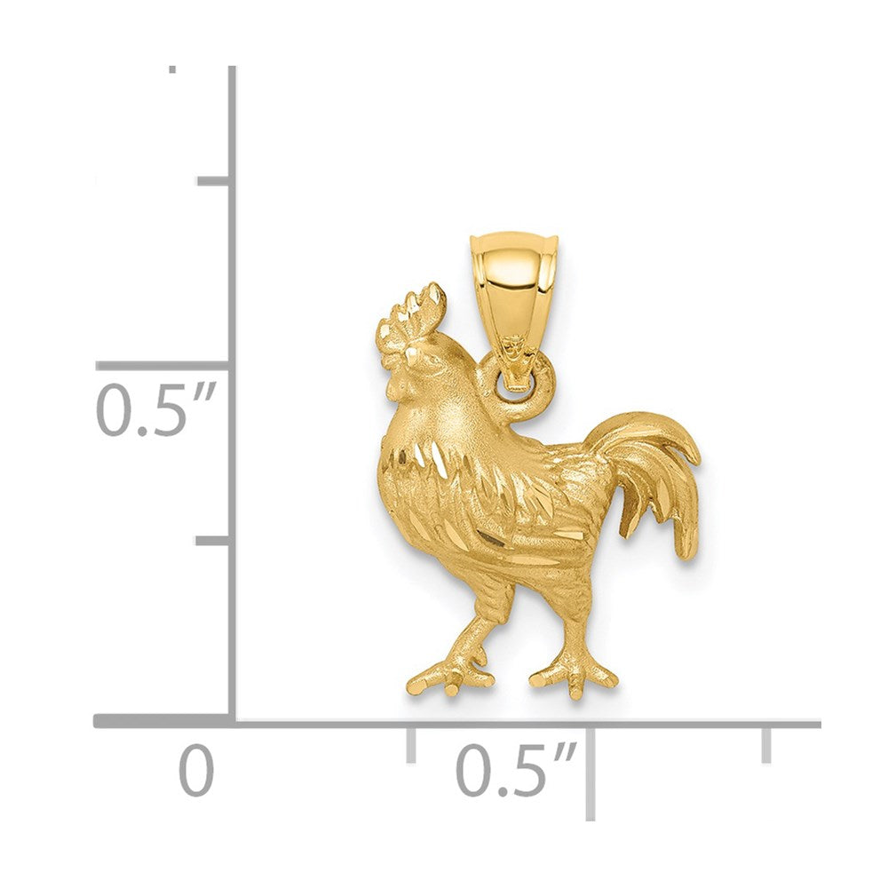 Satin Diamond-cut Rooster Pendant - WBC