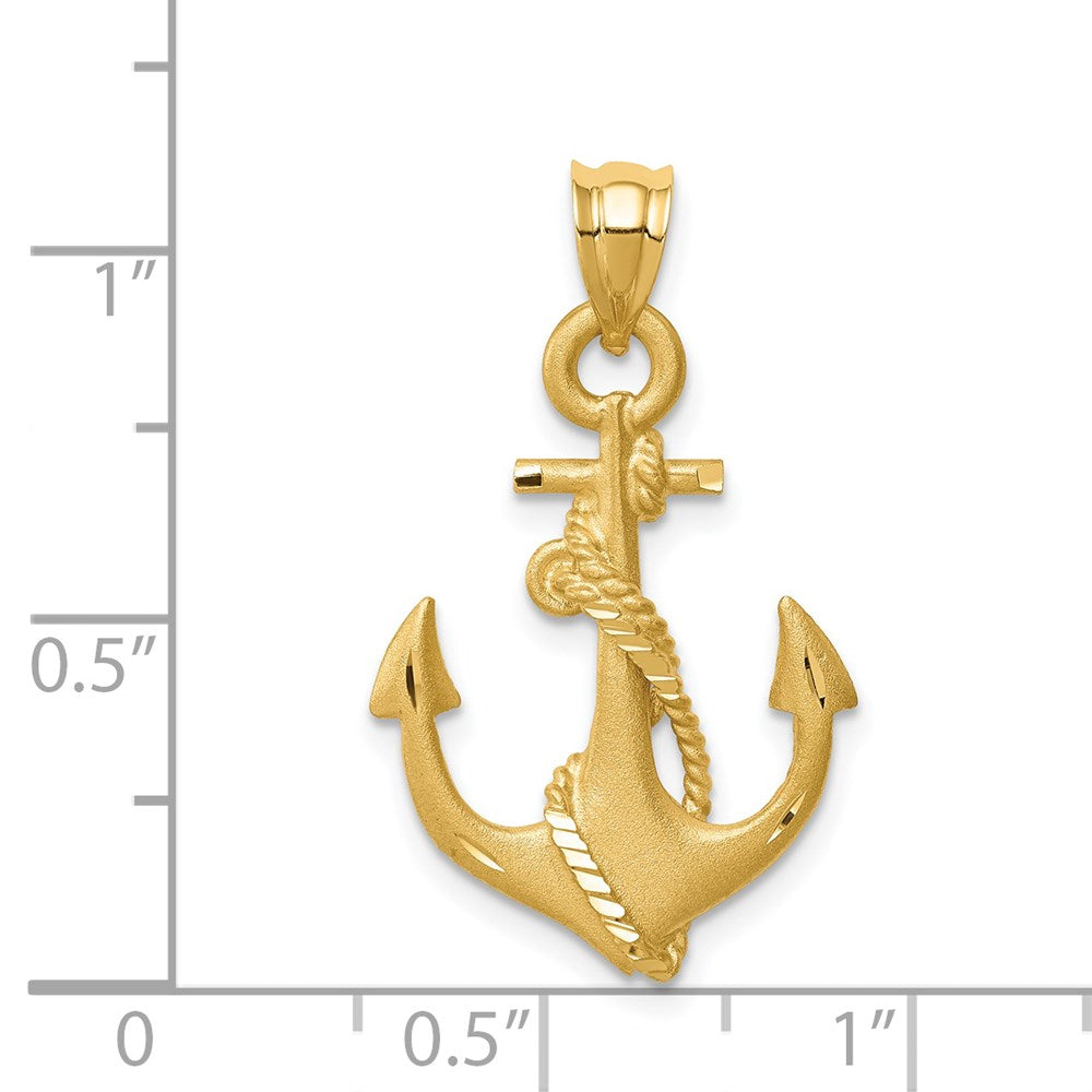 Brushed Diamond-cut Anchor with Rope Pendant - WBC