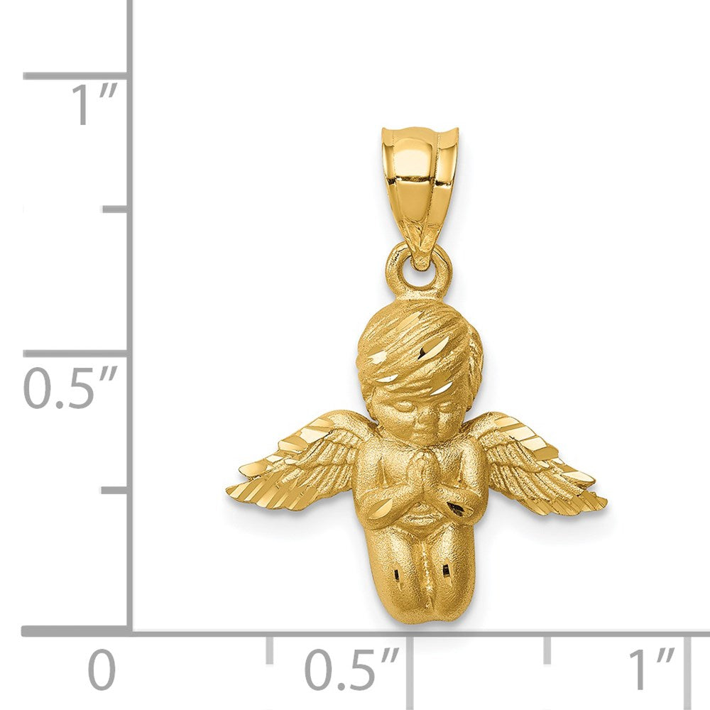 Brushed and Diamond-cut Praying Angel Pendant - WBC