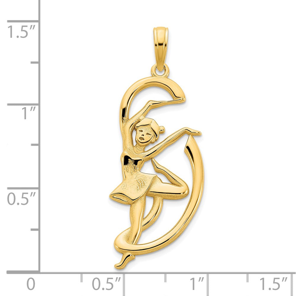 14K Gold Gymnast with Ribbon Pendant, 13.5mm
