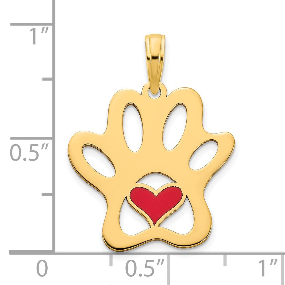 Red Epoxy Paw Print with Heart Pendant - WBC