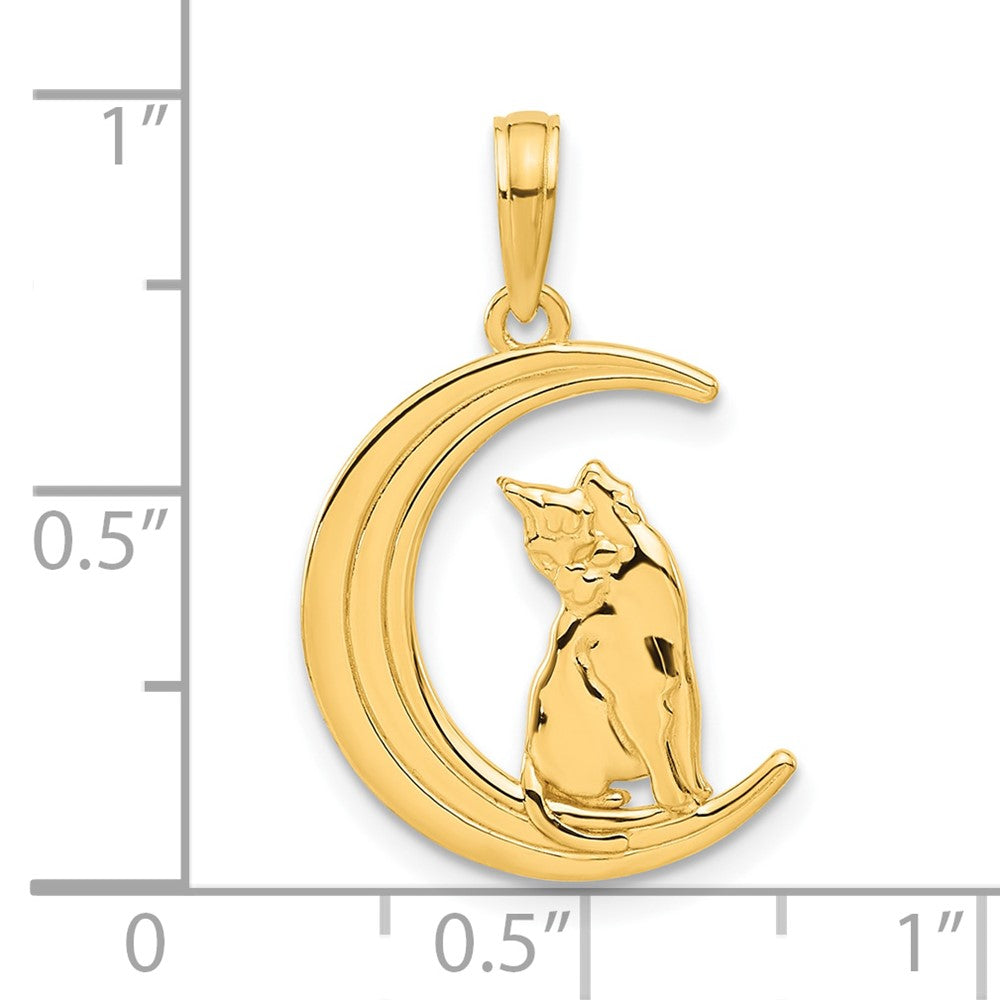 Polished Cat Sitting On Moon Pendant - WBC