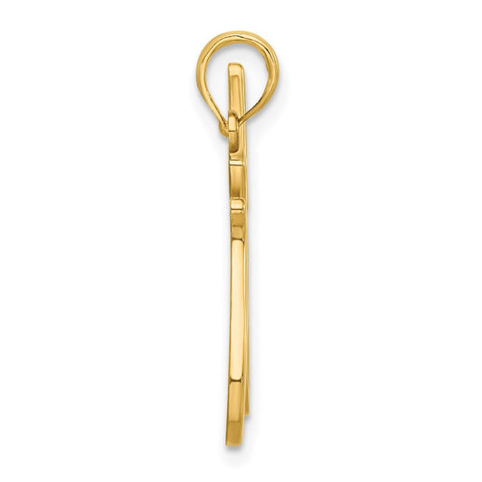 14K Gold Polished Cat Reaching Pendant, 14mm