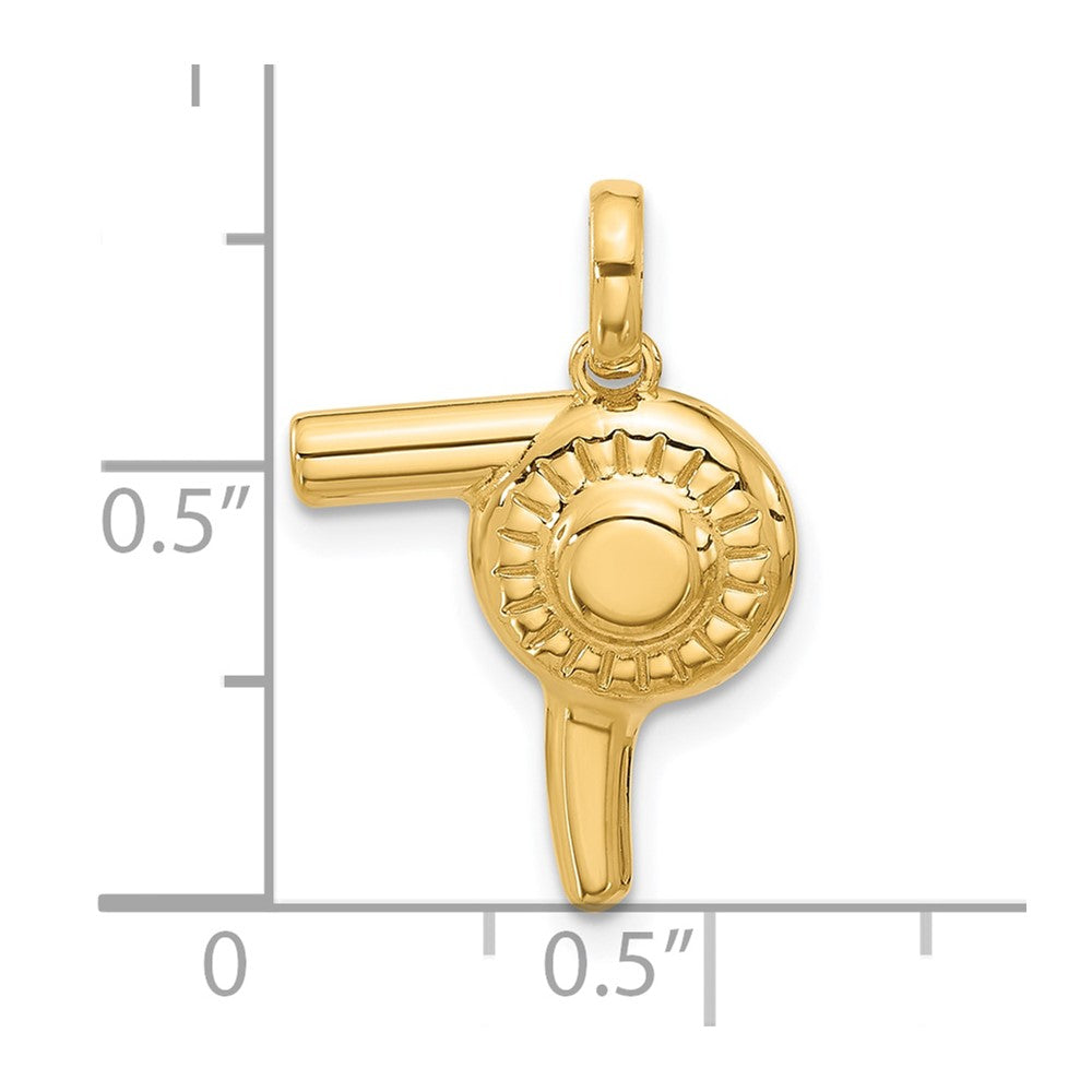 14K Gold Fancy Hairdryer Charm, 14.75mm