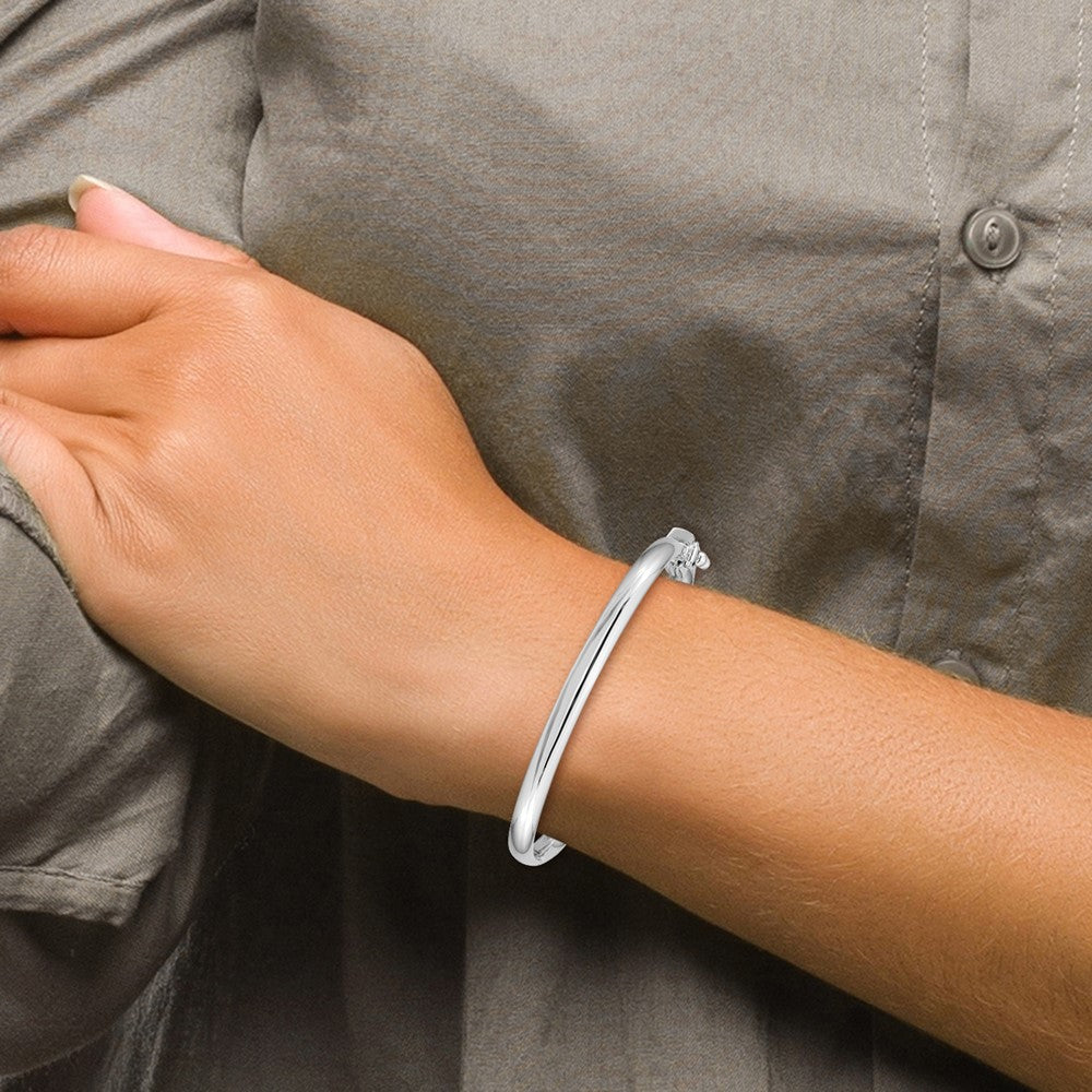 Polished Hinged Safety Clasp Baby Bangle - WBC
