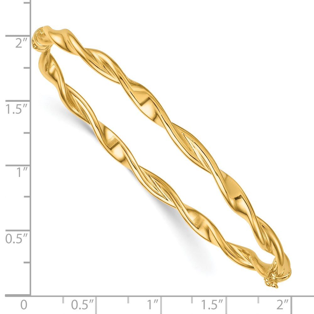 Polished and Twisted Hinged Oval Bangle Bracelet - WBC