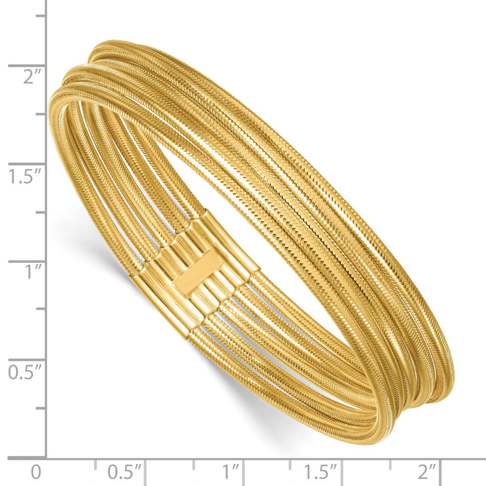 Polished Five Strand Mesh Stretch Round Bracelet - WBC