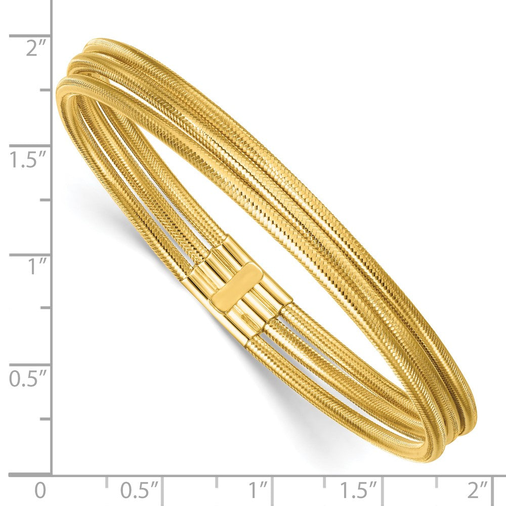 Polished Three Strand Mesh Stretch Round Bracelet - WBC