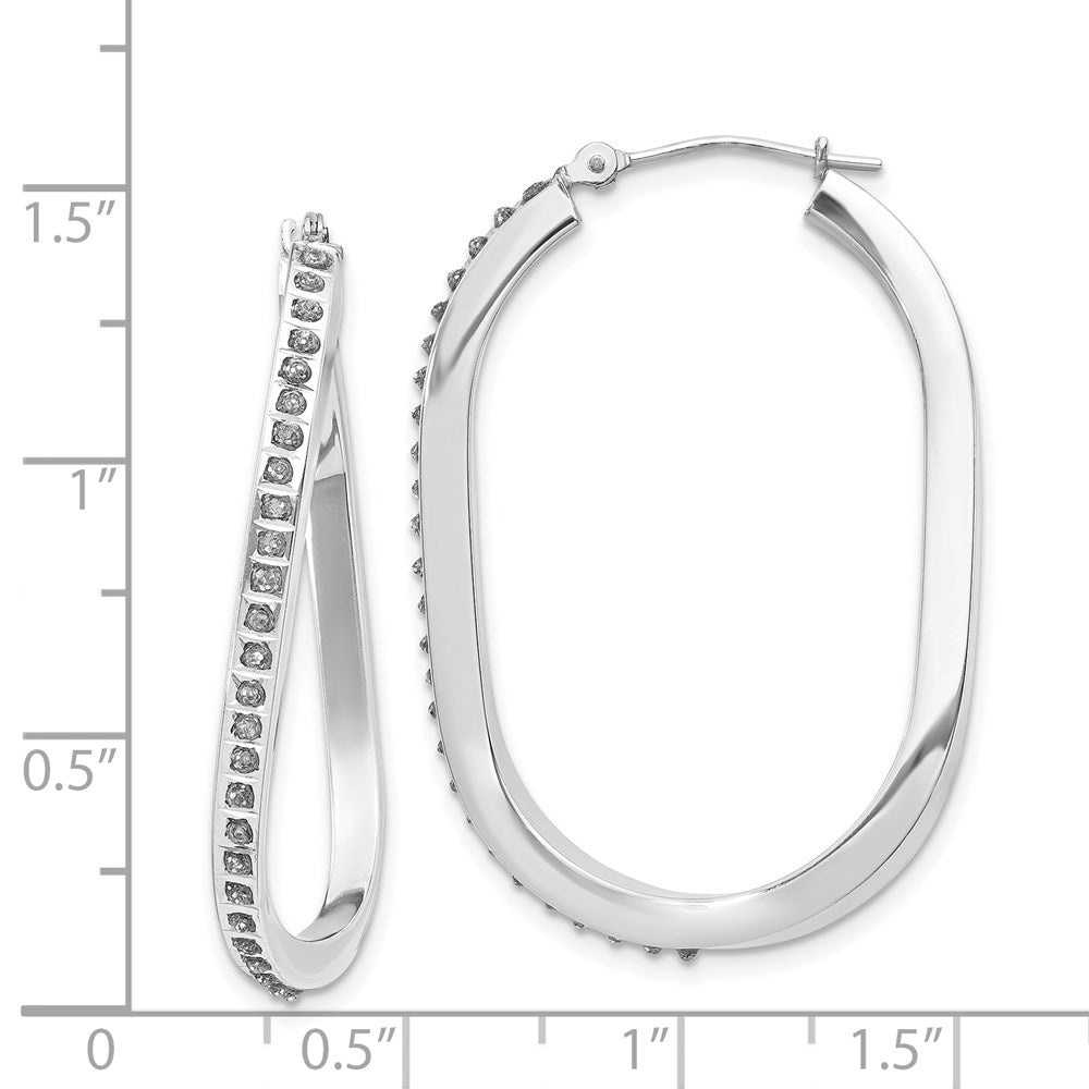 Diamond Fascination Diamond Dust/Accent Oval Twist Hoop Earrings - WBC