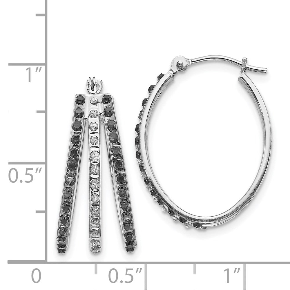 Diamond Fascination Diamond Dust/Accent Oval Black and 3-Hoop Earrings - WBC
