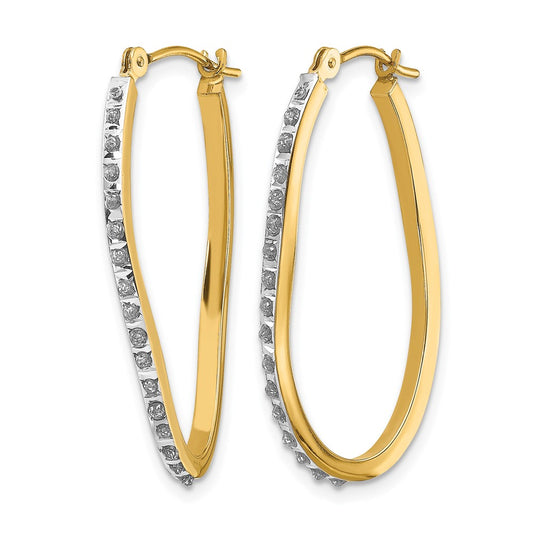 Diamond Fascination Diamond Dust/Accent Oval Twist Hoop Earrings - WBC