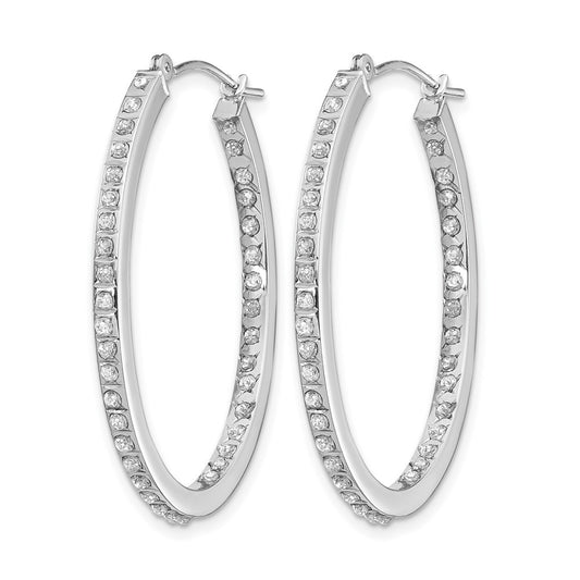 Diamond Fascination Diamond Dust/Accent Oval In/Out Hoop Earrings - WBC