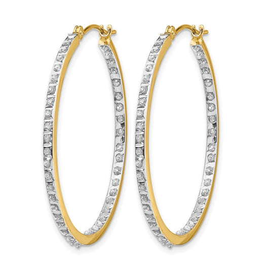 Diamond Fascination 14K Gold Diamond Dust/Accent Round In/Out Hoop Earrings