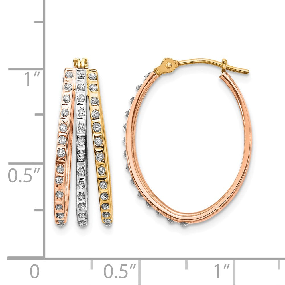 Tri-color Diamond Fascination Diamond Dust/Accent Oval 3-Hoop Earrings - WBC