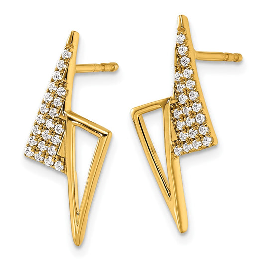 Polished 1/5 carat Diamond Geometric Triangles Fashion Post Earrings - WBC
