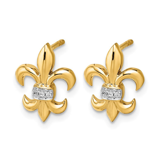 Diamond Fleur de Lis Post Earrings - WBC