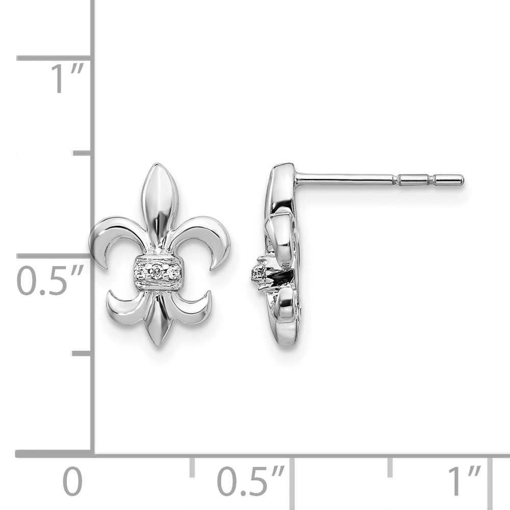Diamond Fleur de Lis Post Earrings - WBC