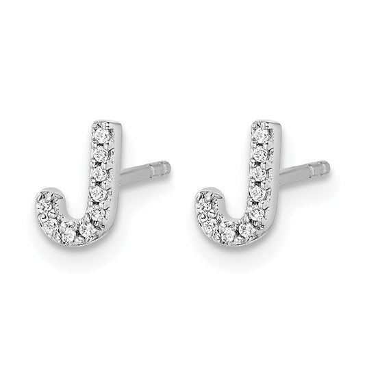 Diamond Initial J Post Earrings - WBC