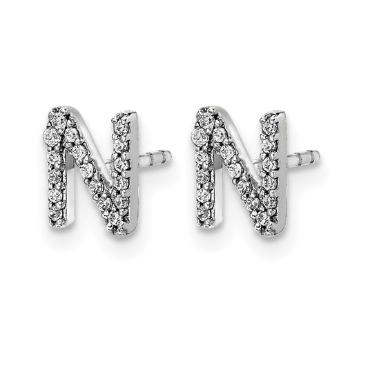 Diamond Initial N Post Earrings - WBC