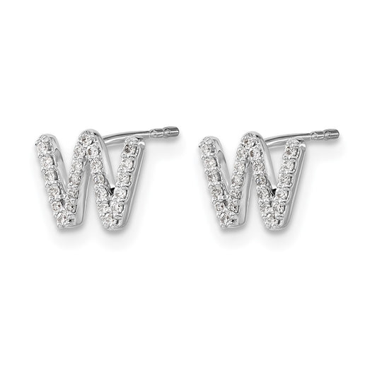 Diamond Initial W Post Earrings - WBC