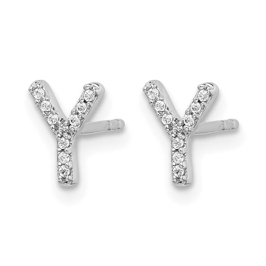 Diamond Initial Y Post Earrings - WBC