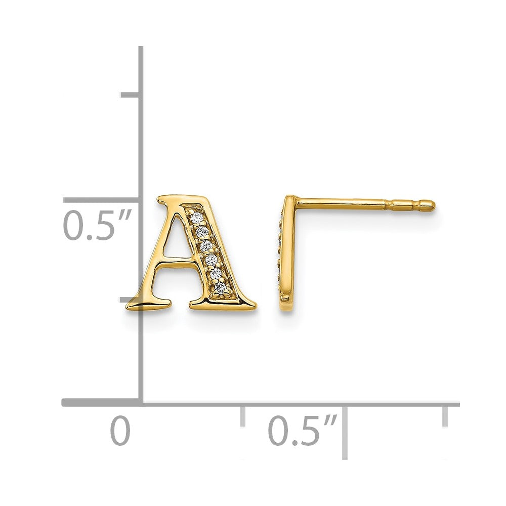 Diamond Initial A Post Earrings - WBC