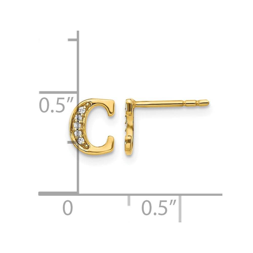Diamond Initial C Post Earrings - WBC