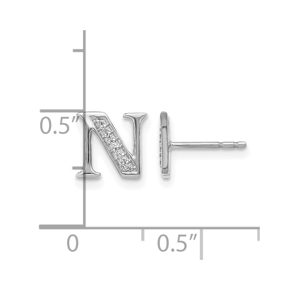 Diamond Initial N Post Earrings - WBC