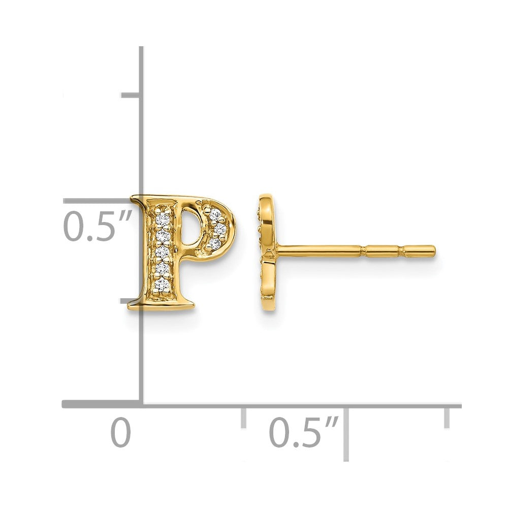 Diamond Initial P Post Earrings - WBC