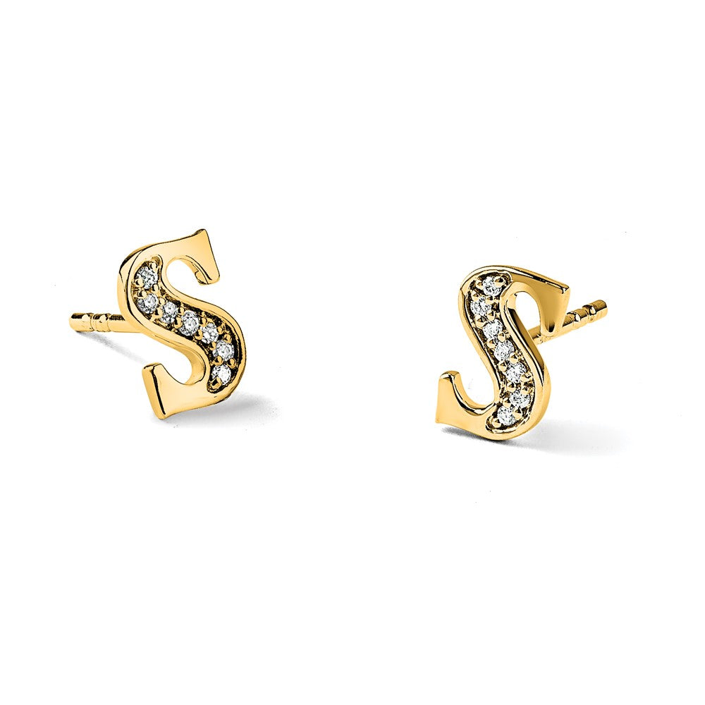 Diamond Initial S Post Earrings - WBC